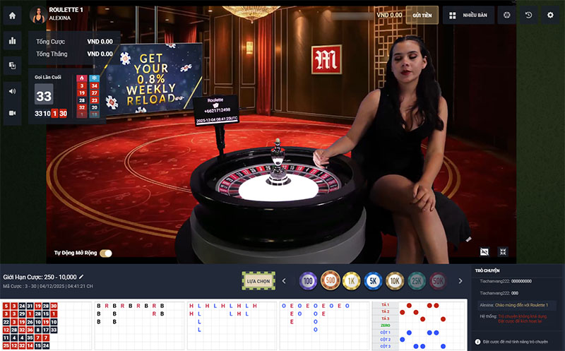 Thanh toán thưởng của Live Roulette